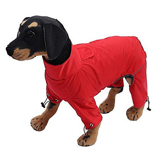 

adjustable reflective dog jacket, thick padded comfortable cotton winter dog coat for large medium and small dogs coat four legs coat-red-l