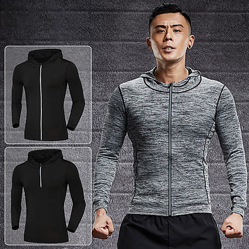 

Men's Long Sleeve Running Track Jacket Full Zip Outerwear Coat Top Street Athleisure Winter Elastane Breathable Quick Dry Moisture Wicking Fitness Gym Workout Running Jogging Training Sportswear