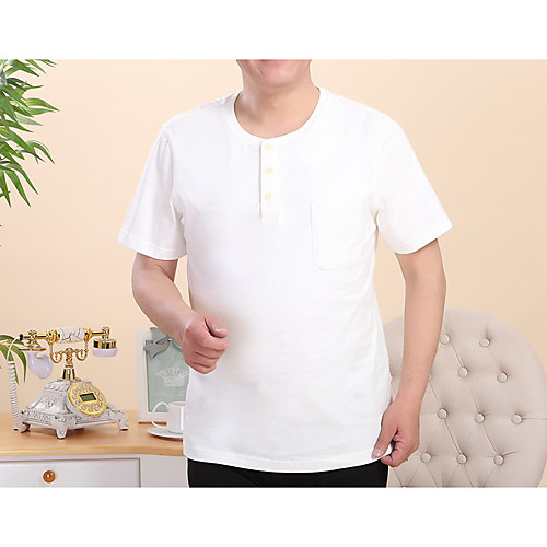 

Men's T shirt Short Sleeve Tops Cotton Streetwear Navy Wine Red White