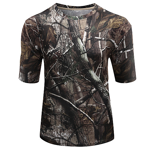 

Men's Camouflage Hunting T-shirt Short Sleeve Outdoor Autumn / Fall Spring Summer Breathable Quick Dry Ultra Light (UL) Sweat-wicking Classic Top Polyester Taffeta Polyester Camping / Hiking Hunting