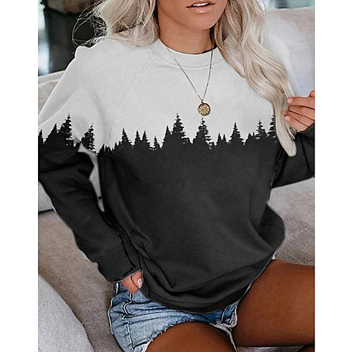 

Women's Pullover Sweatshirt Graphic Daily Basic Hoodies Sweatshirts White Black Blue