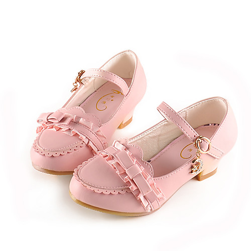 

Girls' Heels Moccasin Flower Girl Shoes Princess Shoes Rubber PU Little Kids(4-7ys) Big Kids(7years ) Daily Party & Evening Walking Shoes Bowknot Buckle Blue Pink Beige Fall Spring