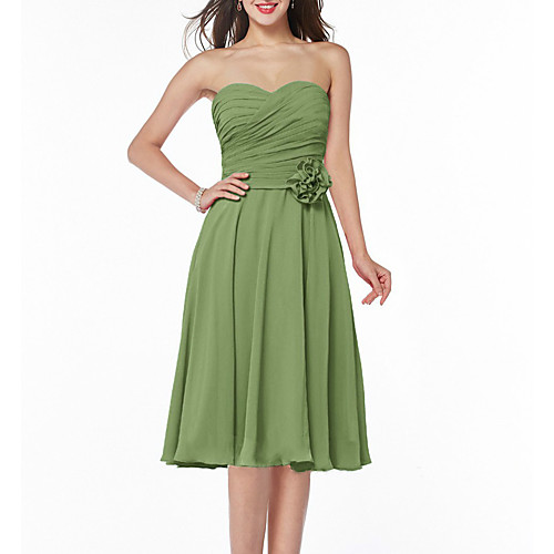 

A-Line Minimalist Floral Homecoming Cocktail Party Dress Strapless Sleeveless Knee Length Chiffon with Pleats 2021