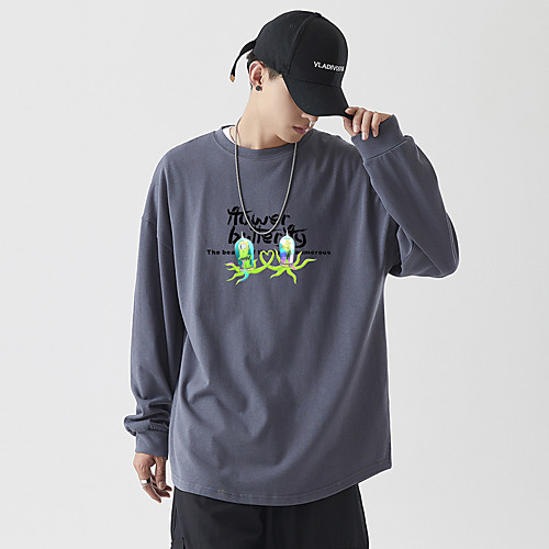 

Men's Pullover Hoodie Sweatshirt Graphic Text Character Monograms Daily Basic Hoodies Sweatshirts Black Light gray Light Blue