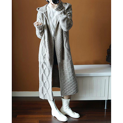 

Women's Solid Colored Basic Fall & Winter Sweater Coat Long Daily Long Sleeve Cotton Coat Tops Black