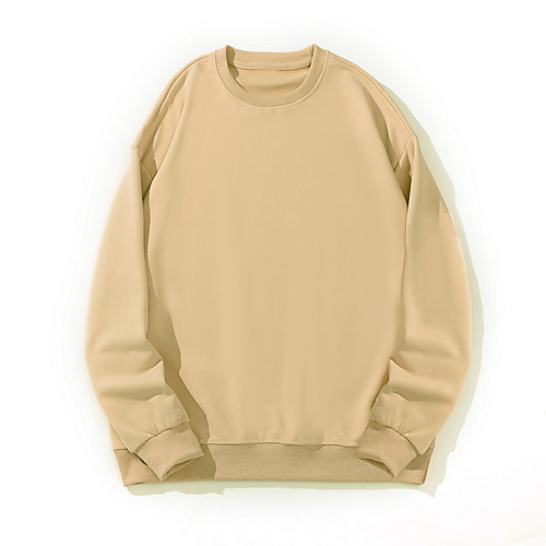 

Men's Pullover Sweatshirt Solid Color Round Neck Basic Hoodies Sweatshirts Long Sleeve Black Wine Beige