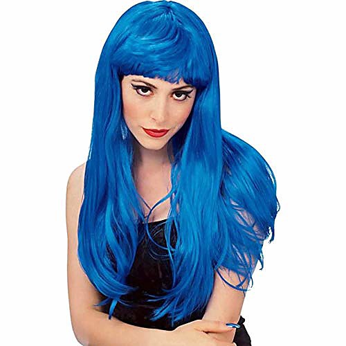 

blue glamour wig, blue, one size