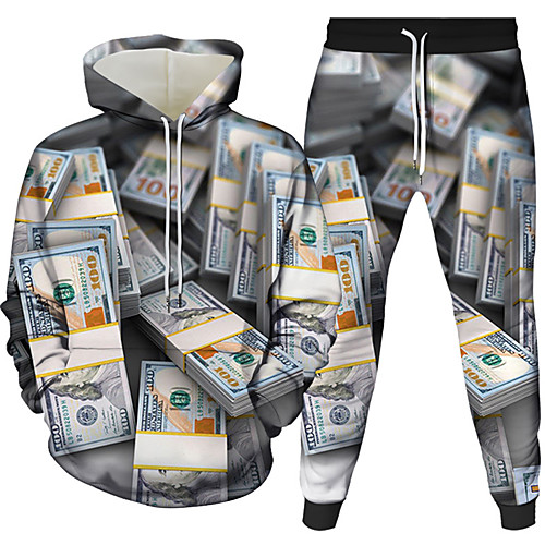 

Men's Pullover Hoodie Sweatshirt Graphic 3D 2 Piece Daily 3D Print Casual Hoodies Sweatshirts White