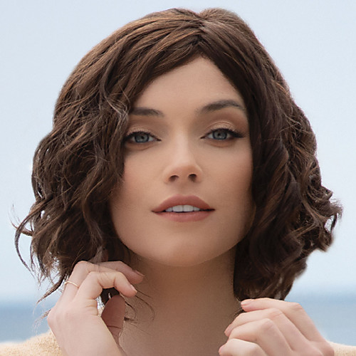 

Synthetic Wig Curly Asymmetrical Wig Short Light Brown Dark Brown Synthetic Hair Women's Fashionable Design Exquisite Fluffy Brown