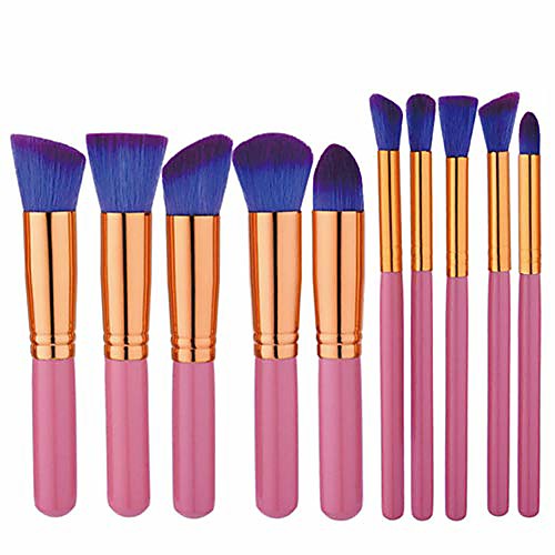 

10 pieces professional face makeup brush set kit bamboo liquid cream foundation eyeshadow eyebrow blush contour powder cosmetic brush tool