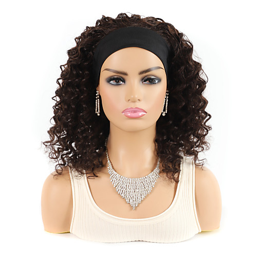

Wig Medium Length Deep Curly Bob Black Fashionable Design Comfortable Natural Hairline Women's Dark Brown#2 14 inch
