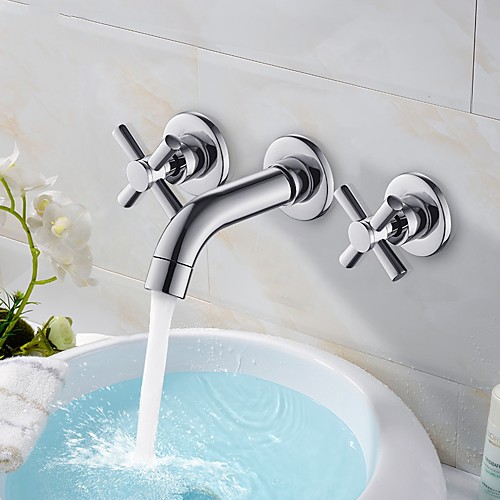 

Bathroom Sink Faucet - Centerset Chrome Black Golden / Electroplated Centerset Single Handle One HoleBath Taps