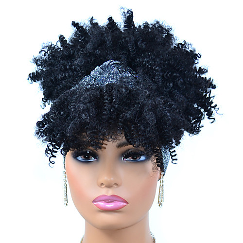 

Synthetic Wig Afro Curly Kinky With Bangs Wig Short Black Synthetic Hair Women's Fashionable Design Color Gradient For Black Women Black Brown