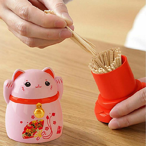 

Lucky Cats Toothpicks Storage Box Japanese Style Home Kitchen Desktop Toothpick Holder Home Restaurant Decoration Gift