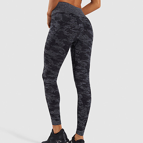 

Women's High Waist Yoga Pants Scrunch Butt Seamless Leggings Tummy Control Butt Lift 4 Way Stretch Camo Purple Grey Green Nylon Fitness Gym Workout Running Winter Sports Activewear High Elasticity