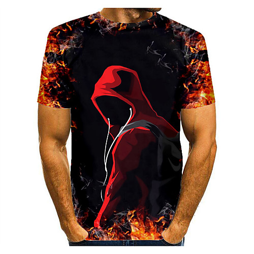 

Men's T shirt 3D Print Graphic 3D Skull Print Short Sleeve Halloween Tops Red