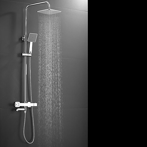 

Shower System / Rainfall Shower Head System / Thermostatic Mixer valve Set - Handshower Included pullout Rainfall Shower Contemporary Electroplated Mount Outside Ceramic Valve Bath Shower Mixer Taps