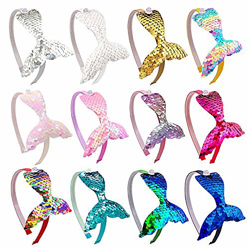 

girls headbands headbands for girls sequins mermaid headbands fish tail headbands hair accessories for girls (12 girls headbands mermaid fish tail)