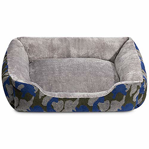 

pet bed for dog and cat rectangle plush self-warming puppy sofa mat cushion, 24 x 22 x 6 inches, blue