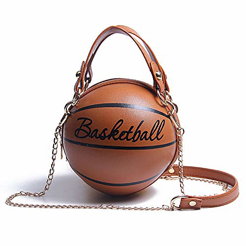 

basketball shaped purse cross body bag handle tote messenger shoulder bags pu round handbag for women girls