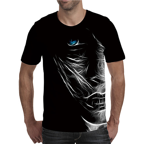 

Men's T shirt 3D Print Graphic Plus Size Print Short Sleeve Daily Tops Elegant Exaggerated Black