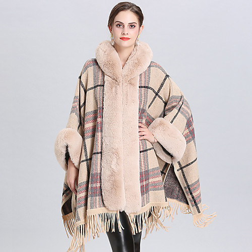 

Long Sleeve Capes Faux Fur Wedding / Party / Evening Shawl & Wrap / Women's Wrap With Tassel / Plaid / Split Joint