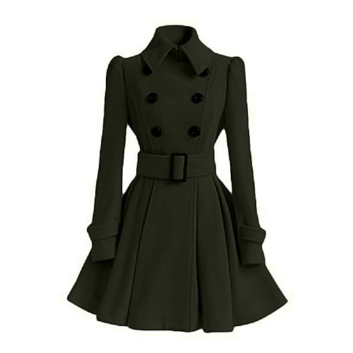 

Women's Solid Colored Basic Fall & Winter Coat Long Daily Long Sleeve Polyster Coat Tops Black