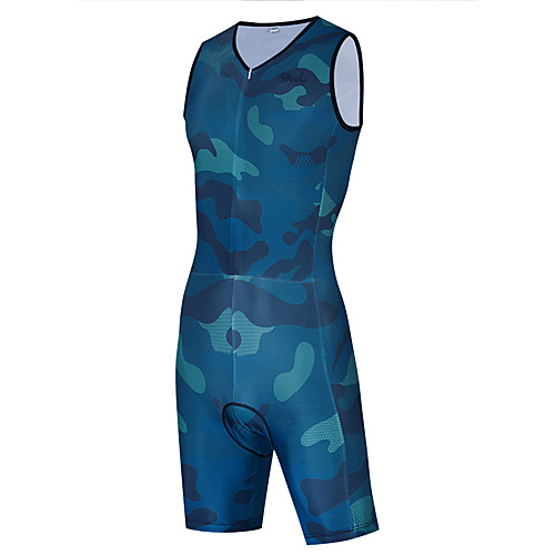 

WECYCLE Women's Men's Sleeveless Triathlon Tri Suit Blue Camo / Camouflage Bike Breathable Quick Dry Sports Camo / Camouflage Mountain Bike MTB Road Bike Cycling Clothing Apparel / Stretchy