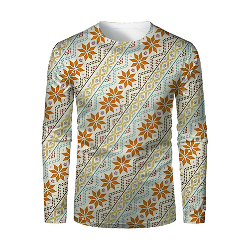 

Men's T shirt 3D Print Striped Graphic 3D Print Long Sleeve Christmas Tops Orange