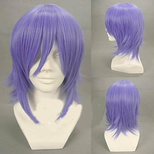 

Pandora Hearts Xarxes Break Cosplay Wigs Men's Layered Haircut 12 inch Heat Resistant Fiber Curly Purple Teen Adults' Anime Wig