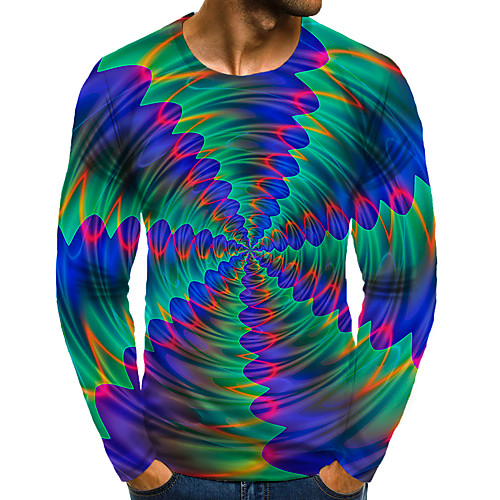 

Men's T shirt 3D Print Graphic 3D Plus Size Print Long Sleeve Daily Tops Elegant Exaggerated Rainbow
