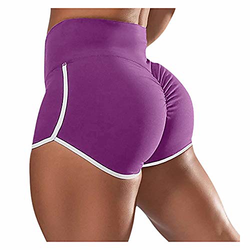 

fanshonn women's high waist workout shorts scrunch booty gym yoga pants butt lifting sports leggings purple