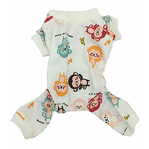 

cute yellow duck print cotton pet dog pajamas for small dogs small animals, medium white
