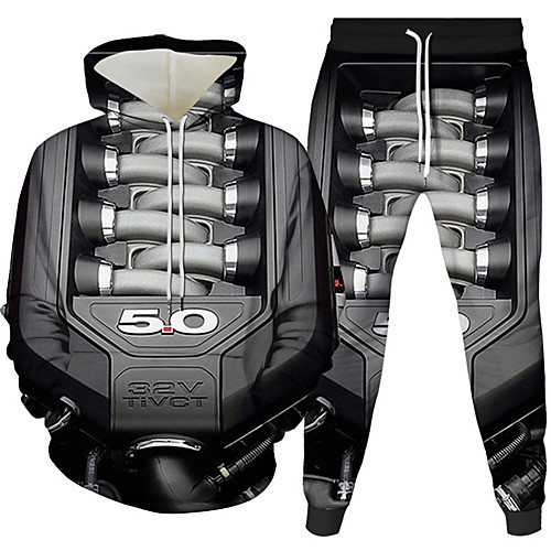 

Men's Pullover Hoodie Sweatshirt 3D 3D Digital Print Cool 2 Piece Daily 3D Print Streetwear Hoodies Sweatshirts Gray