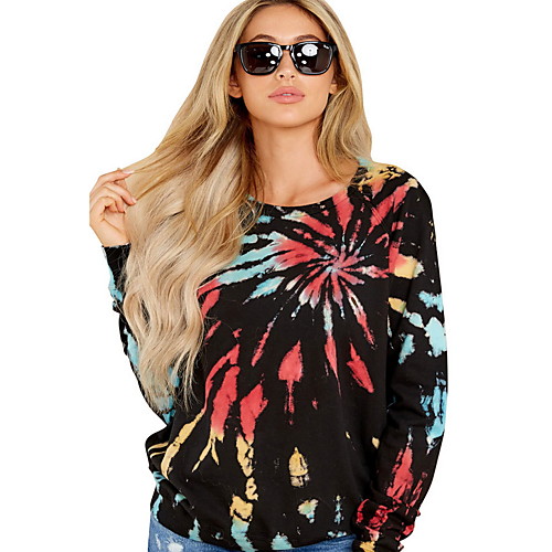 

Women's Pullover Sweatshirt Print Daily Casual Hoodies Sweatshirts Black Rainbow