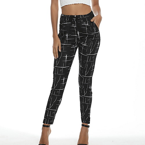 

Women's Sporty Outdoor Loose Daily Harem Pants Pants Plaid Checkered Full Length White Black