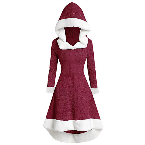 

Women's Sheath Dress Knee Length Dress Black Blushing Pink Wine Green Dark Gray Brown Long Sleeve Solid Color Patchwork Fall Winter Hooded Casual 2021 S M L XL XXL