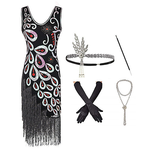 

Charleston Vintage 1920s The Great Gatsby Charleston Dance Costumes 1 Necklace Paillette Women's Party Theme Party Sleeveless Natural Polyester