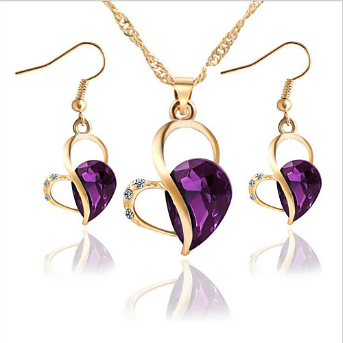 

Women's Cubic Zirconia Jewelry Set Hollow Out Heart Stylish Earrings Jewelry White / Blue / Purple For Party Evening Gift Festival 1 set