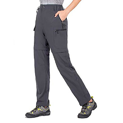 

women's-hiking-pants-convertible quick-dry-stretch-lightweight zip-off outdoor pants upf 50 with pockets grey