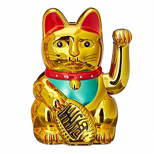 

maneki neko waving cat good luck bringer, gold, 8 x 10 x 16 cm