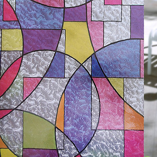 

Privacy Color Geometry Pattern Window Film Home Bedroom Bathroom Glass Window Film Stickers Self Adhesive Sticker 45 x 100CM