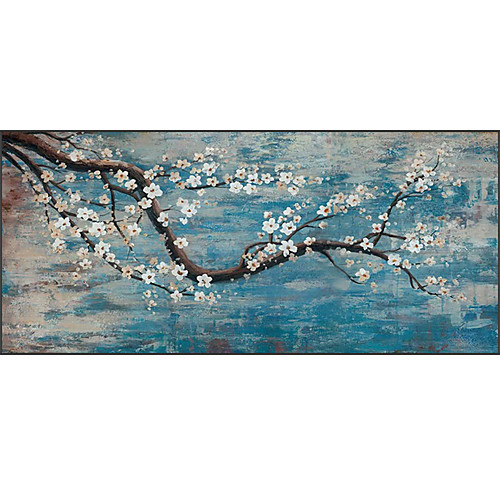 

Oil Painting Hand Painted Horizontal Panoramic Floral / Botanical Modern Rolled Canvas (No Frame)