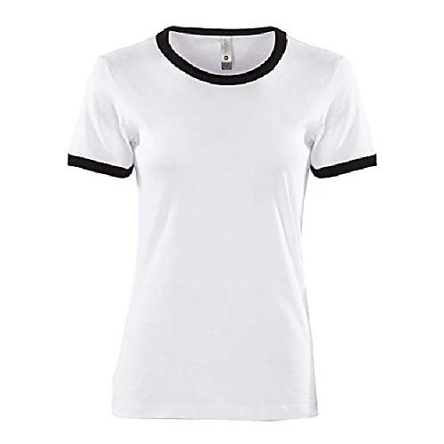 

next level womens' ringer t-shirt, xx-large, white/black