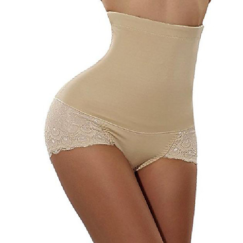 

women tummy control body shaper butt lifter panty high waist workout underwear (m, beige)