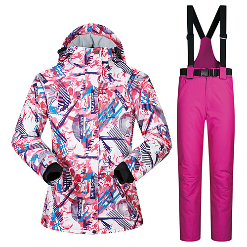 

MUTUSNOW Women's Ski Jacket with Pants Skiing Hiking Snowboarding Waterproof Windproof Warm Polyester Clothing Suit Ski Wear / Winter