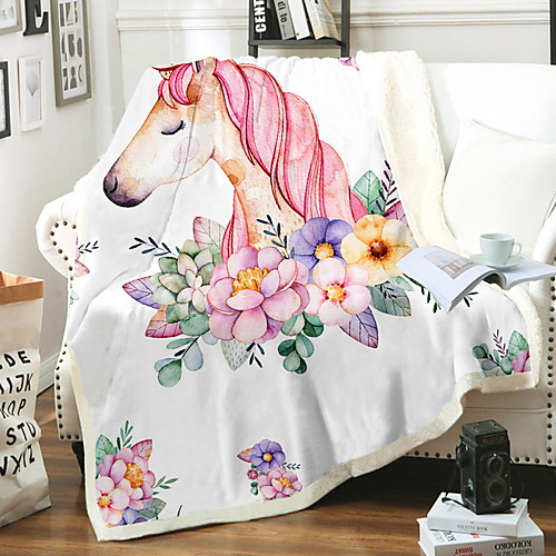

Unicorn Print Comfort Luxury Faux Fur Throw Blanket - Ultra Soft and Fluffy - Plush Throw Blankets for Couch Bed and Living Room - Fall Winter and Spring
