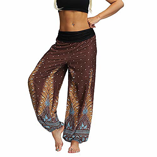 

women's harem yoga pants bohemian thai indian printed comfty dance boho hippie pants style4 small