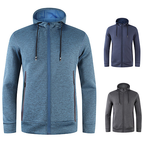 

Men's Coat Front Zipper Stand Collar Spandex Solid Color Sport Athleisure Jacket Tracksuit Long Sleeve Breathable Quick Dry Sweat Out Comfortable Exercise & Fitness Running Training Outdoor / Winter