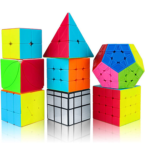 

Speed Cube Set 8 pcs Magic Cube IQ Cube 222 333 444 Speedcubing Bundle 3D Puzzle Cube Stress Reliever Puzzle Cube Stickerless Smooth Office Desk Toys Pyramid Mirror Megaminx Kid's Adults Toy